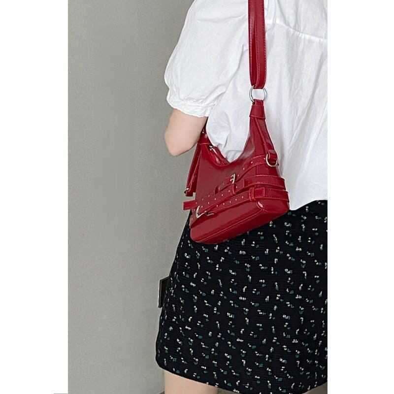ショルダー バッグ ミニ ダブルベルト シンプル ショルダーポシェット