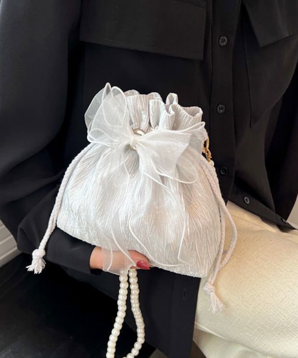 ショルダー バッグ ミニ 巾着ショルダーバッグ リボン付き 結婚式用