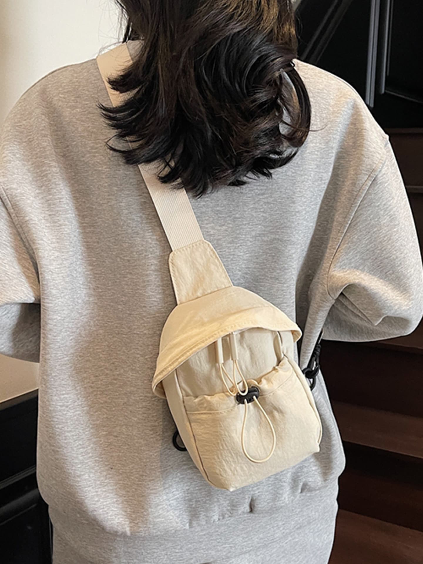 ショルダー バッグ ミニ シンプル巾着風ミニポシェット