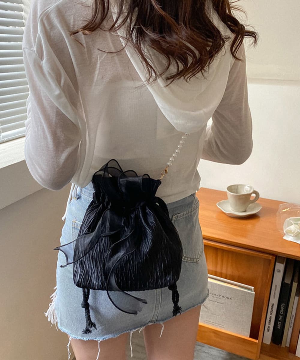 ショルダー バッグ ミニ 巾着ショルダーバッグ リボン付き 結婚式用