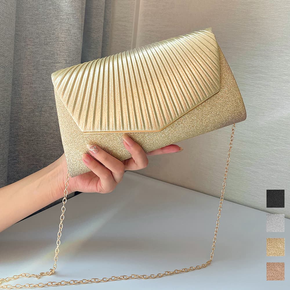 ショルダー バッグ ミニ プリーツクラッチバッグ レディース パーティー用ショルダーミニバッグ