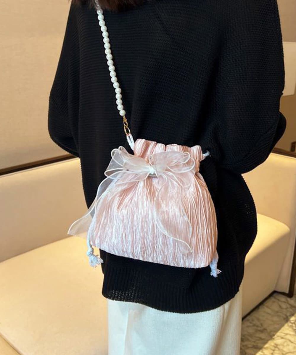 ショルダー バッグ ミニ 巾着ショルダーバッグ リボン付き 結婚式用